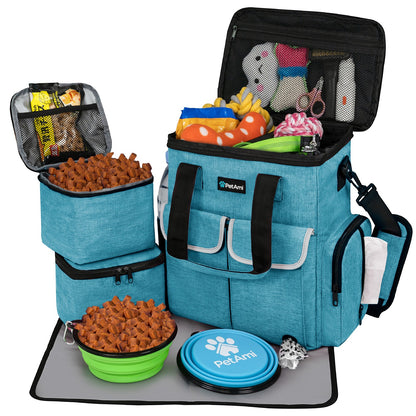 Pet Supply Travel Bag Weekend Tote Dog Gear Food Carrier Travel Organizer Set