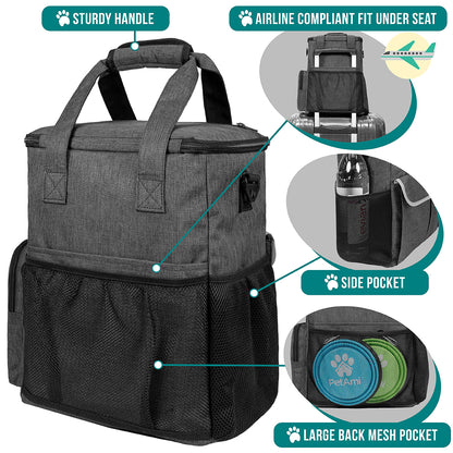 Pet Supply Travel Bag Weekend Tote Dog Gear Food Carrier Travel Organizer Set