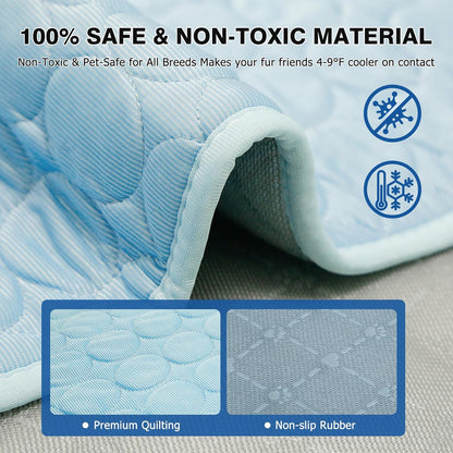 Dog Cooling Mat, Breathable Cooling Mat for Dogs(Q-Max>0.4) Washable Cold Crate Pad Cooling Dog Bed Mats, Non-Slip Dog Cooling Pad, Cats Cooling Mat for Kennels, Crates, Cars, Indoor & Outdoor