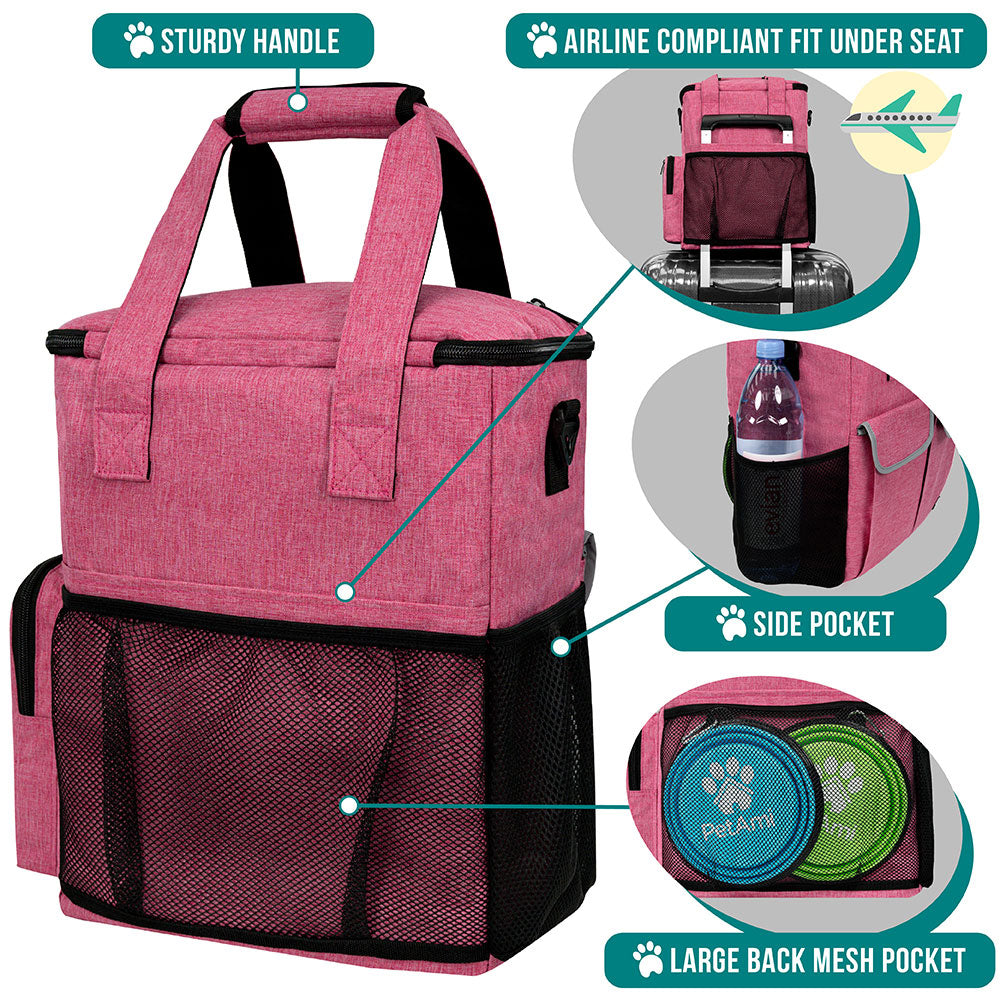 Pet Supply Travel Bag Weekend Tote Dog Gear Food Carrier Travel Organizer Set
