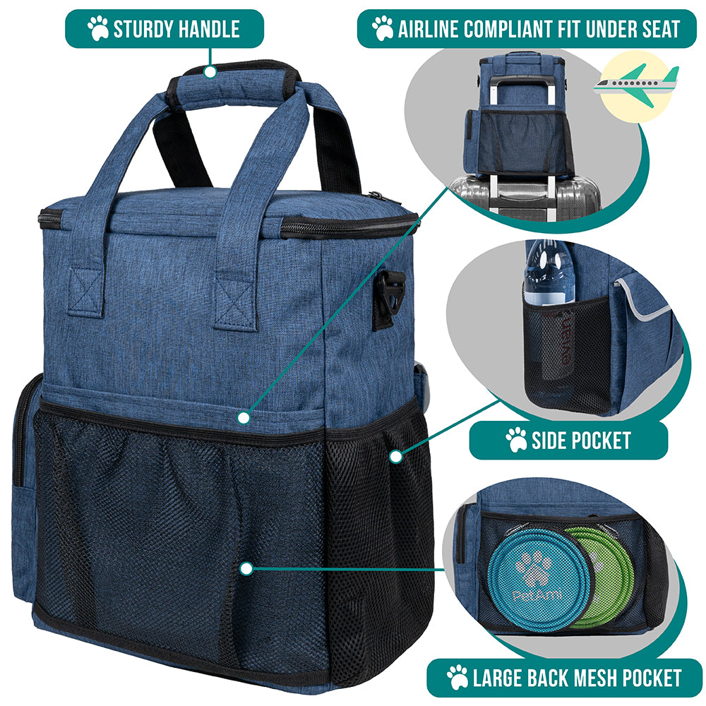 Pet Supply Travel Bag Weekend Tote Dog Gear Food Carrier Travel Organizer Set