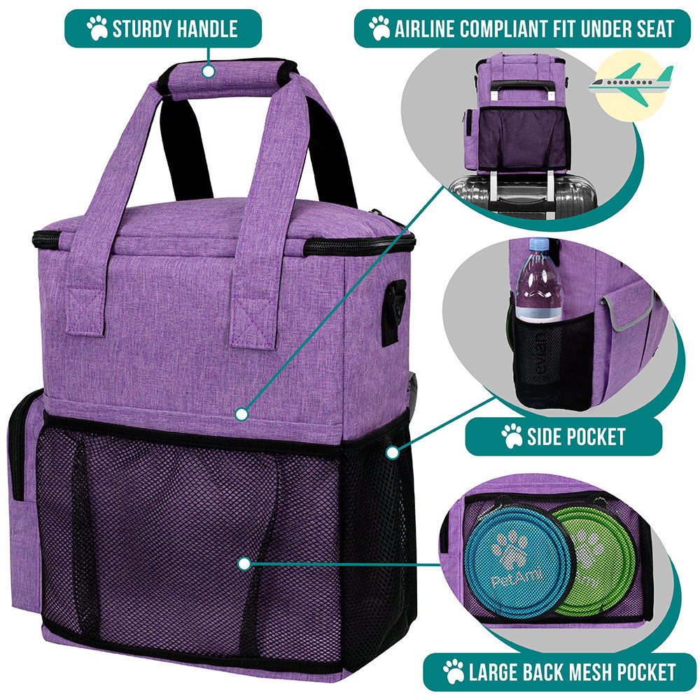 Pet Supply Travel Bag Weekend Tote Dog Gear Food Carrier Travel Organizer Set