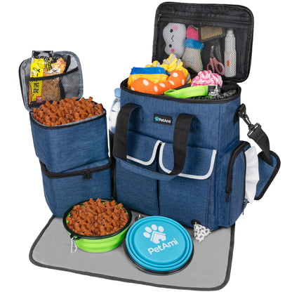 Pet Supply Travel Bag Weekend Tote Dog Gear Food Carrier Travel Organizer Set