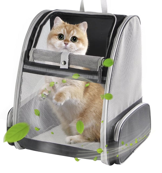 Large Cat Carrier Backpack, Pet Backpack Carrier for Small Dog up to 16 Pounds, Breathable Vented Design Backpack for Travelling and Hiking Outdoor, Airline Approved
