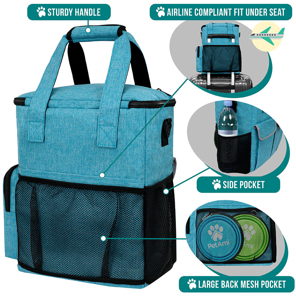 Pet Supply Travel Bag Weekend Tote Dog Gear Food Carrier Travel Organizer Set