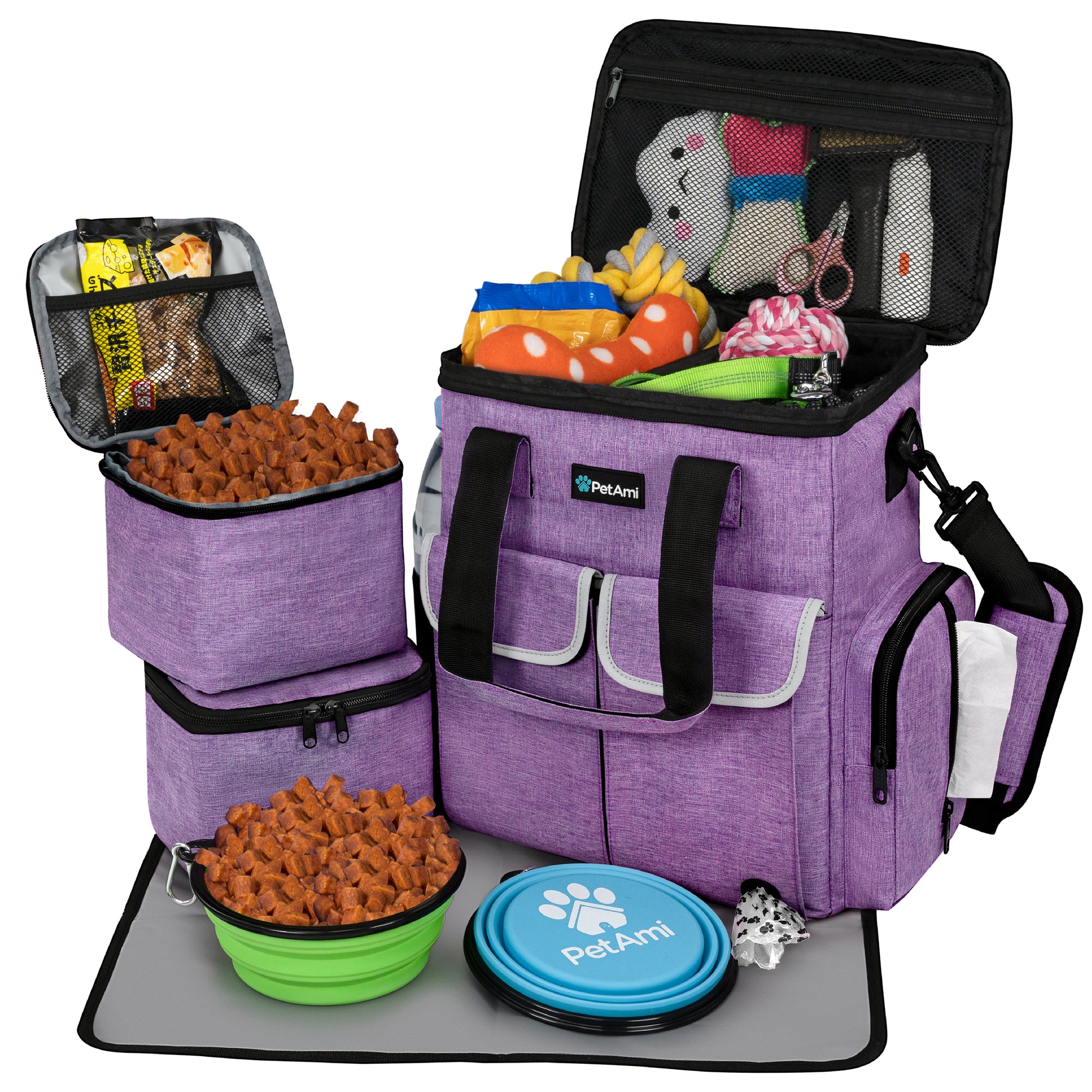 Pet Supply Travel Bag Weekend Tote Dog Gear Food Carrier Travel Organizer Set