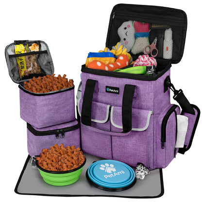 Pet Supply Travel Bag Weekend Tote Dog Gear Food Carrier Travel Organizer Set