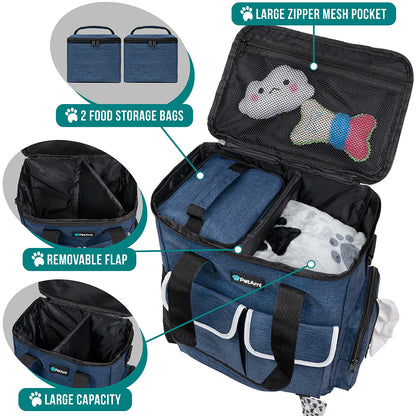 Pet Supply Travel Bag Weekend Tote Dog Gear Food Carrier Travel Organizer Set